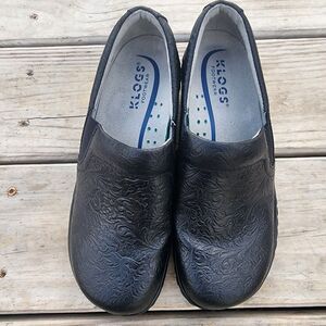 Klogs Footwear Naples Womens Size 6W Black Leather Slip Res Comfort Slip On Shoe